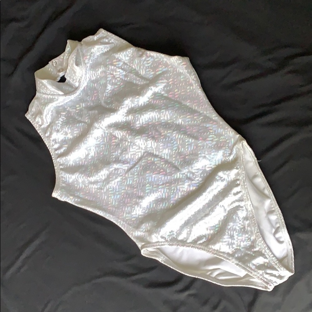 Ice Skating Silver Holographic Leotard